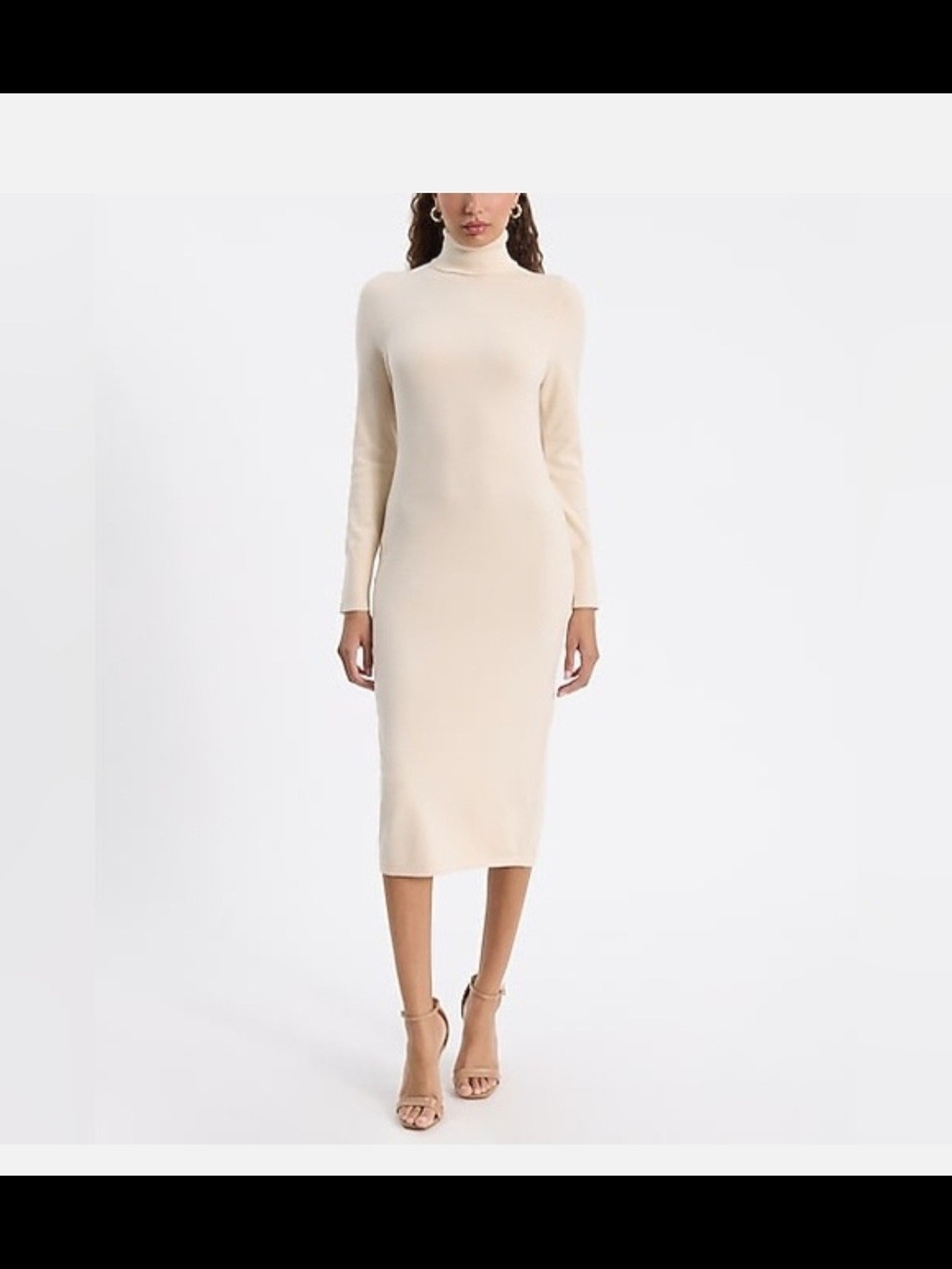 Express Cream Turtleneck Midi Dress